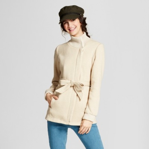 NEW Mossimo Ivory Ribbed Collar Wrap Jacket - Picture 1 of 2